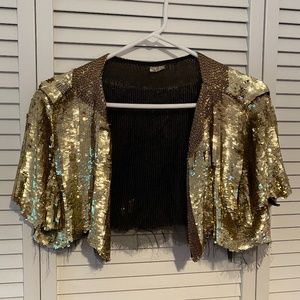 vintage gold sequence crop top